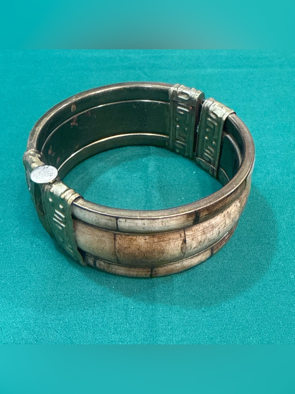 VTG Hinged Cuff Bracelet With Brass Pin Closure 34E